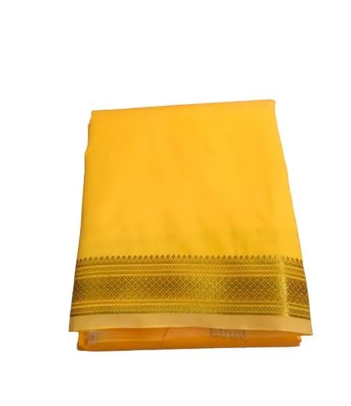 Traditional South Indian Silk Dhoti with Gold Zari Border, Traditional Ethnic Wear, Premium Pure Silk-picture-56
