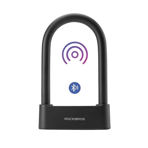 ROCKBROS Schloss Fingerabdruck, Wasserdicht IP6 Fahrrad Bügelschloss, Bluetooth Schloss mit...