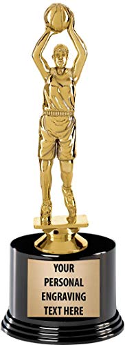 Crown Awards Girls Basketball Trophy with Engraving, 7" Gold Girls Basketball Trophy Award On Deluxe Round Base