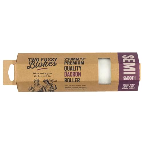 Two Fussy Blokes 230mm (9 Inch) Dacron Paint Roller Sleeve 10mm Nap for Semi-Smooth Surfaces Ideal for Walls Ceilings Water-Based Paints & Emulsions [Single Pack]