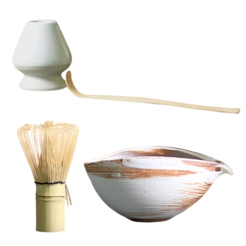 Chasen and Bowl - Juego de 4 herramientas Chasen para ceremonias de té, herramientas de ceremonia de té, ideal para camping, hogar, bar, café, desayuno, cocina