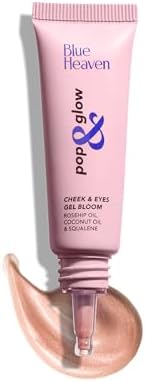 Blue Heaven Pop & Glow Eye & Cheek tint Highlighter for face makeup, Enriched with Rosehip and Coconut oil, Rose Gold, 12ml