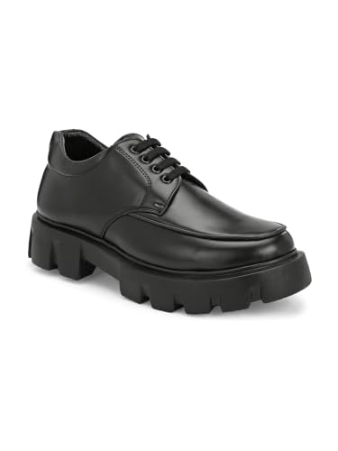 Leo's Fitness Shoes LEOS Men's Chunky Derby Lace-Up Shoes, Black - Image 2