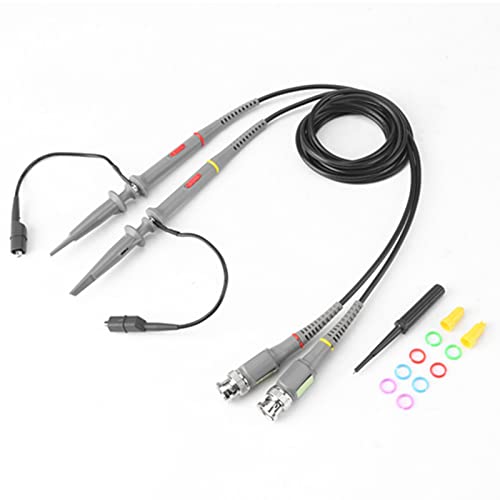 2pcs 100MHz BNC Oscilloscope Probe Kit, Switchable 1X/10X Test Cable, with Detachable Hook Tip and Locating Sleeves, Color Marked Rings, CE Certified, for Stable