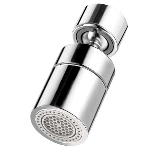 360° Aeratore Rubinetto Cucina, Universali Rubinetto Filtro Anti-spruzzo con 2 Modalità Aeratore, Risparmio Idrico Aeratore Rubinetto con 5 Tipi Adattatore Filettato per Lavello Cucina Bagno (Argento)