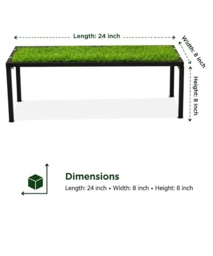Image of Metal Bench with Artificial Grass Top, Heavy Duty Steel Seating Bench for Garden, Balcony, Terrace, Outdoor, Indoor, Lawn, Patio, Waiting Area, Home & Commercial Use, Green