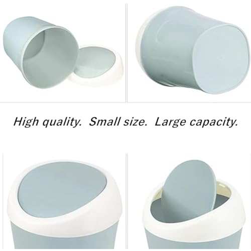Image of Plastic Mini Desktop Trash Can with Trash Bags, Tiny Wastebasket Small Garbage Waste Bin with Swing Lid for Tabletop Table Office Kitchen Bedroom Bathroom (Blue)