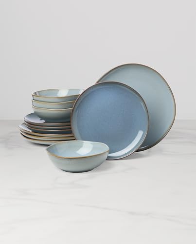 Image of Oneida 897199 Organic Shades 12-Piece Dinnerware Set, Slate Blue