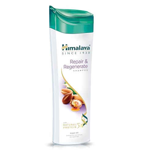Champú reparador y regenerador Himalaya con las bondades del aceite de argán, revive el cabello dañado para un cabello fuerte y saludable, 400 ml