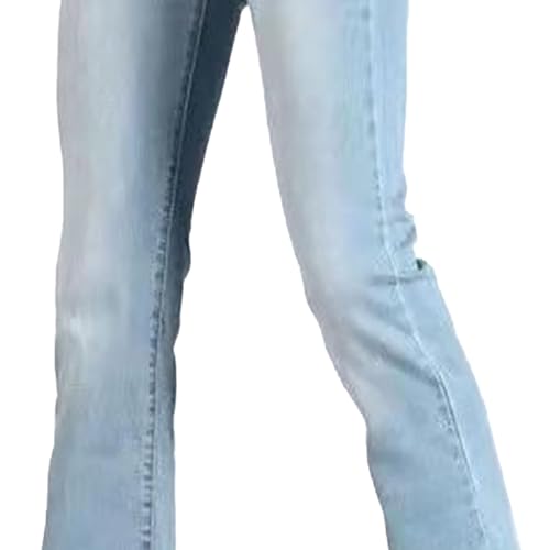 Men’s Slim Fit Light Blue Jeans Flared Denim Pants Casual High Waisted Stretch Work Pants4