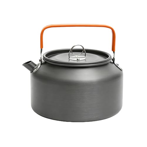 YuLiMirich Bouilloire de camping 1,8 l en aluminium avec sac de transport et poignée anti-chaleur, chauffage rapide de l'eau chaude, bouilloire portable pour...