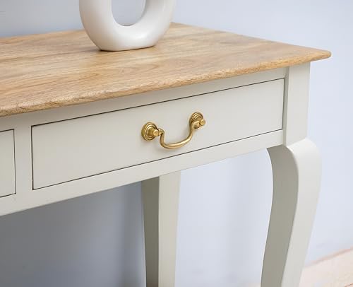 Image of Mango Wooden Console Table for Bedroom, Livingroom | Study Table with 2 Drawer &Shelf Storage, Console Table for Living Room, Dining Room, Outdoor, 46Lx17Wx30H Inches, (Matte White).