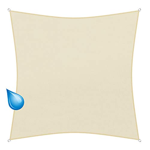 sunprotect 83224 wasserabweisend Sonnensegel Hydro, 5 x 5 m, Quadrat, wasserabweisend, Creme