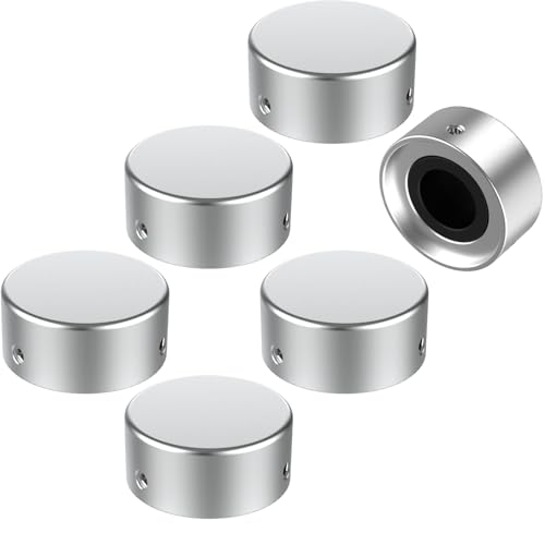 SOLUTEK Solutek Buttons Guitar Pedal Footswitch Toppers Caps - Aluminium w/Lining & 3 Screws – Offer Accuracy, Comfort,Protection,Identification,Decoration (Silver, V1 for 3/8