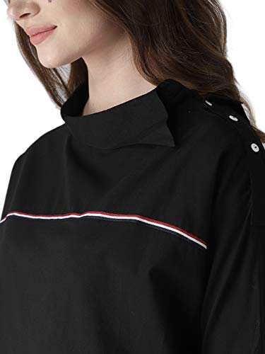 Image of Style Quotient Women Black Solid Boxy Top