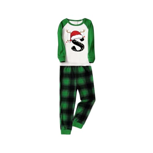 Generico Pijama navideño familiar a juego par pijamas navideños a juego cuello redondo dos piezas pijama para niños niño cómodo camiseta y pantalones Año Nuevo Algodón Ropa de noche
