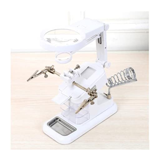 Microscope Soldering Magnifier 3X 4.5X 25X USB Illuminated 10 LED Magnifying Glass Auxiliary Clip Welding Iron Phone Repair(White)