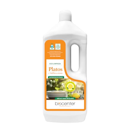 BIOCENTER - Lavavajillas a mano ecológico - Limón, Menta, Eucalipto - envase Ecofriendly de 1 litro