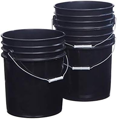 Hudson Exchange 5 Gallon Bucket With Bottom Grip - HDPE White Bucket, Wire Bail Handle, FDA Approved