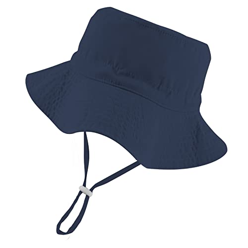 Fynnsure Baby Boys Girls Sun Hat Wide Brim Toddler Sun Hat Upf 50+ Infant Sun Hat Summer Beach Baby Hats Bucket Hat Navy 0-6 Months #TOP21