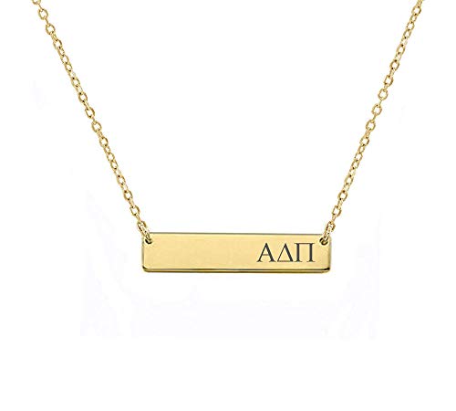 Alpha Delta Pi Sorority Bar Necklace Greek Sorority Letters with Adjustable Chain