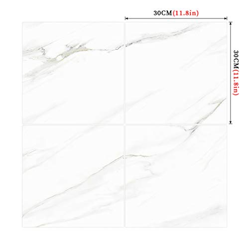Goging 11.8"x11.8" Vinyl Flooring Peel and Stick Marble Floor Tiles, Prevent Floorpops, Marble Vinyl Paper for Furniture Cover Surface, Countertop, Kitchen, Wall Decor Marble Flooring(4 Pack)