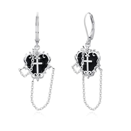 Boucles d'oreilles cœur de sorcière en argent, cadeau Saint-Valentin femme