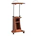 Adjustable Height Laptop Cart With Storage. Color: Woodgrain
