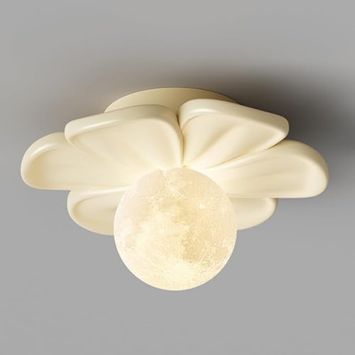 Lumière de plafond fleur en résine style crème pour illuminer chaleureusement votre entrée
