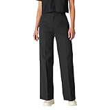 Dickies Women's Regular Fit Wide Leg Work Pants, Stonewashed Black, 8 Regular