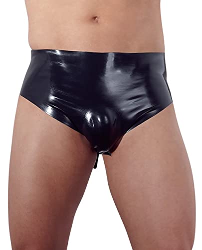 The Latex Collection 29501621701 Slip Homme en Latex avec Bouchon, Noir (Nero 001), Small
