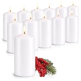 Robin Goods® 12x Candela a colonna decorativa per ogni occasione, candela in cera per lavori creativi e decorazioni, versione senza profumo per ghirlande, centrotavola (bianco - 12 pezzi)