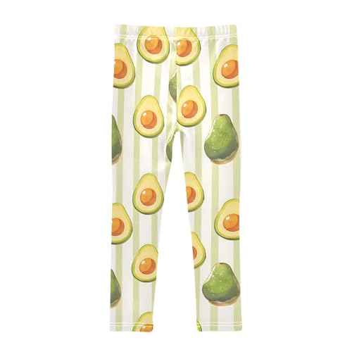 Cartoon Avocado Stripe Girls Leggings Soft Stretch Workout Yoga Dance Pants for Kids Casual Tights2