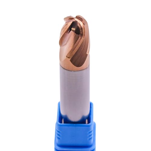 Image of 1 /2 inch 4 Flute Solid Carbide Ball Nose End Mill, Double End, TiSiN Coated | 30 Helix, 1 /2 inch Cutting, 1 /2 inch Shank, 5 /8 inch LOC, 3 inch OAL, for Milling Alloy Steel, Carbon Steel, Cast Iron