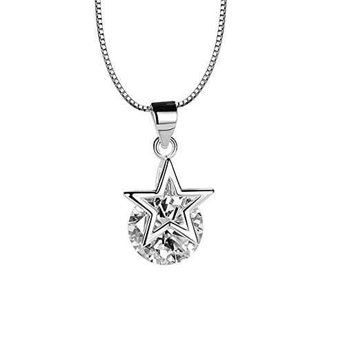 Women's Sterling Silver Star Crystal Pendant With 18 Inch Chain