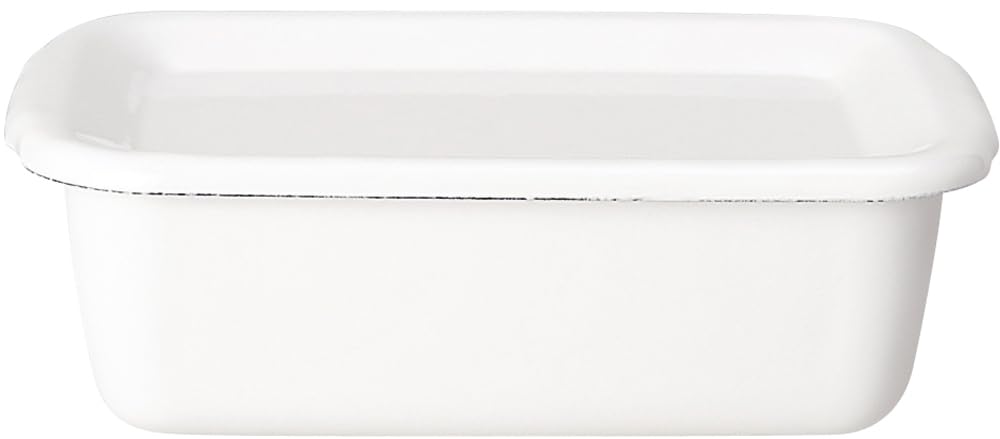 Nodahoro WFH-M Storage Container, Enamel, Heat-Resistant, Rectangle, Deep, Medium, With Enamel Lid, White Series, Made in Japan