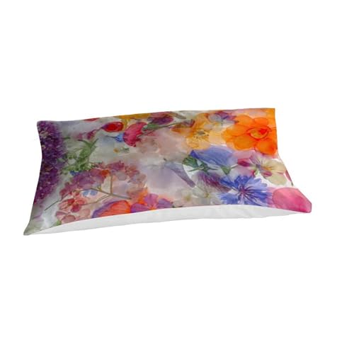 Housse de couette 135x200cm imprimé 3D fleurs en microfibre douce et lavable en machine