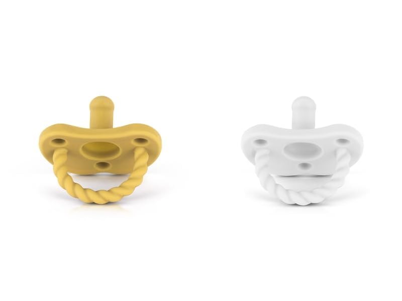 Image of Sweetie Pacifier Soother Baby Silicone Baby Pacifier Soft Silicone Certified BPA Free Set of 2 (White-Yellow)