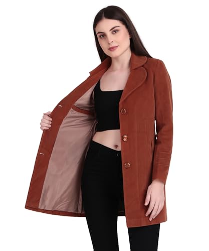 Image of Women's Wool Blend Long Coat with Stylish Lapel Collar and Button Closure - Elegant Winter Overcoat for Casual & Formal Wear