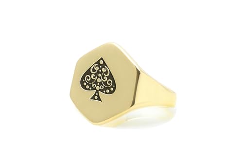 Bague de poker en or 14k : alliance de casino gravée porte-bonheur
