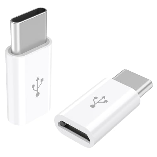 Adaptateur Micro USB vers USB C (Lot de 2), Adaptateur Type C Mâle vers MicroUSB Femelle Compatible avec Samsung Galaxy, Huawei, Téléphones Type-C,...