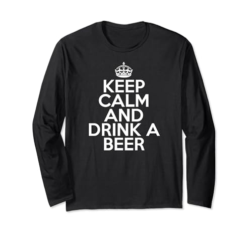 Funny Beer Drinker Keep Calm and Drink a Beer Manga Larga