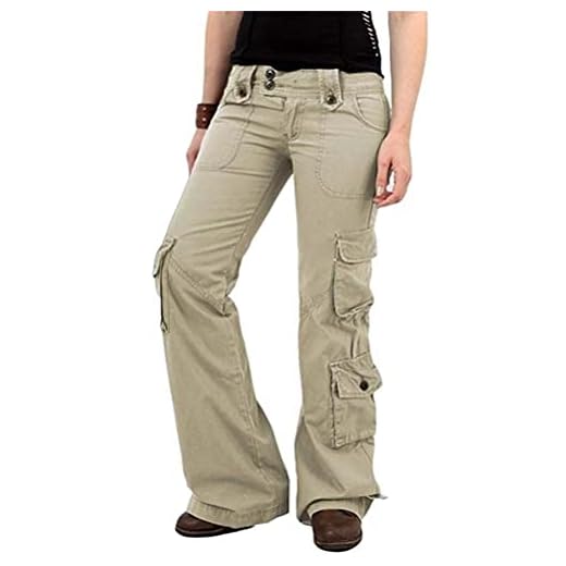 ORANDESIGNE Pantalon Cargo pour Femmes Pantalon en Jean Militaire M K Beige