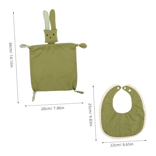 Milisten 4-Piece Baby Soothing Set for Girls Soft Cotton Security Blanket Drool Bib and Hair Ties Essential Newborn for Nursery Decor2