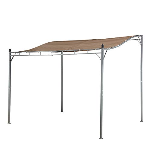 Cloud Mountain Sunshade Awning Gazebo Outdoor Patio Tilt Tent Canopy Shelter Steel Frame for Backyard Deck, Khaki - Thumbnail 4