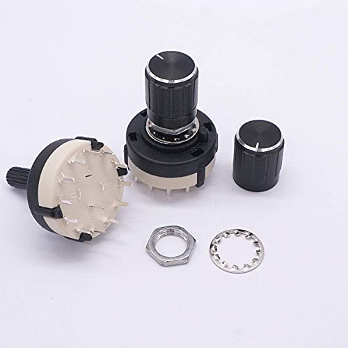 Taiss 3Pcs Rotary Switch Rs26 1P12T Band Switch Band Channel Rotary Selector Switch 1 Pole 12 Positi
