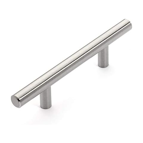 10 Pack | Hamilton Bowes Satin Nickel Cabinet Hardware Euro Style Bar Handle Pull - 3" Hole Centers, 5-3/4"" Overall Length (10) Cover
