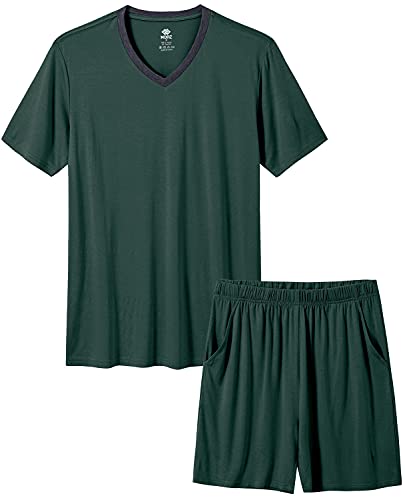 Image of MoFiz Mens Pajamas Set Short Sleeve PJ's Sleep Lounge Sleepwear Cool Pyjama Summer Sets Comfortable Lightweight