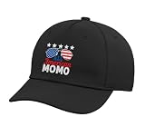 All American MOMO Happy 4th of July USA Flag Sunglasses Adjustable Printed Baseball Hat, Black