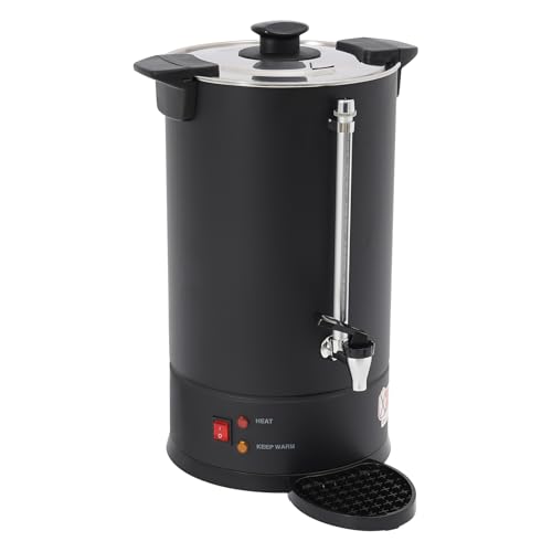 Coffee Urn, Commercial-Grade Large 3.96gal Capacity Tabletop Coffee Urn, 1500w Stainless Steel Electric Hot Water Pot Urn, Water Gauge, Overheat Protection, Rotating Lid, Black